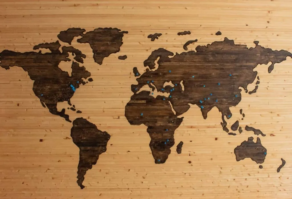 A world map showing different locations emergencies could happen.